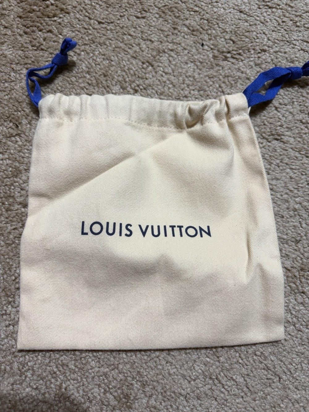 Louis Vuitton Cream Dust Pouch with Blue Drawstring